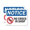 Signmission No Crocs In Shop, 14 in W x Rectangle, Plastic OS-2PACK-NS-P-1014-L-14473 - alternate 1